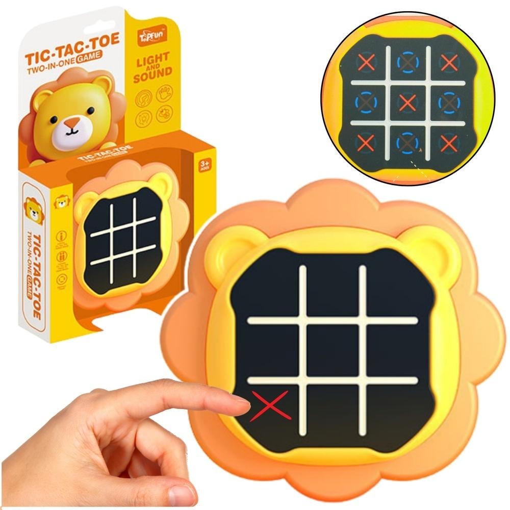 3-in-1 Game Tic Tac Toe memory lion orange - ideal educational game