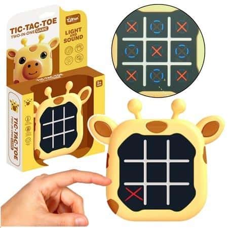 Leantoys 3-in-1 Game Tic Tac Toe Memory Giraffe Yellow