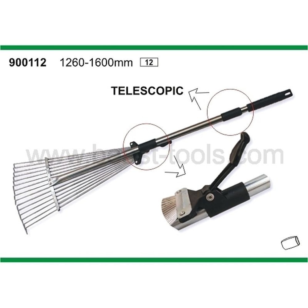 Leaf and grass rake - wire, adjustable, telescopic 80-165 cm