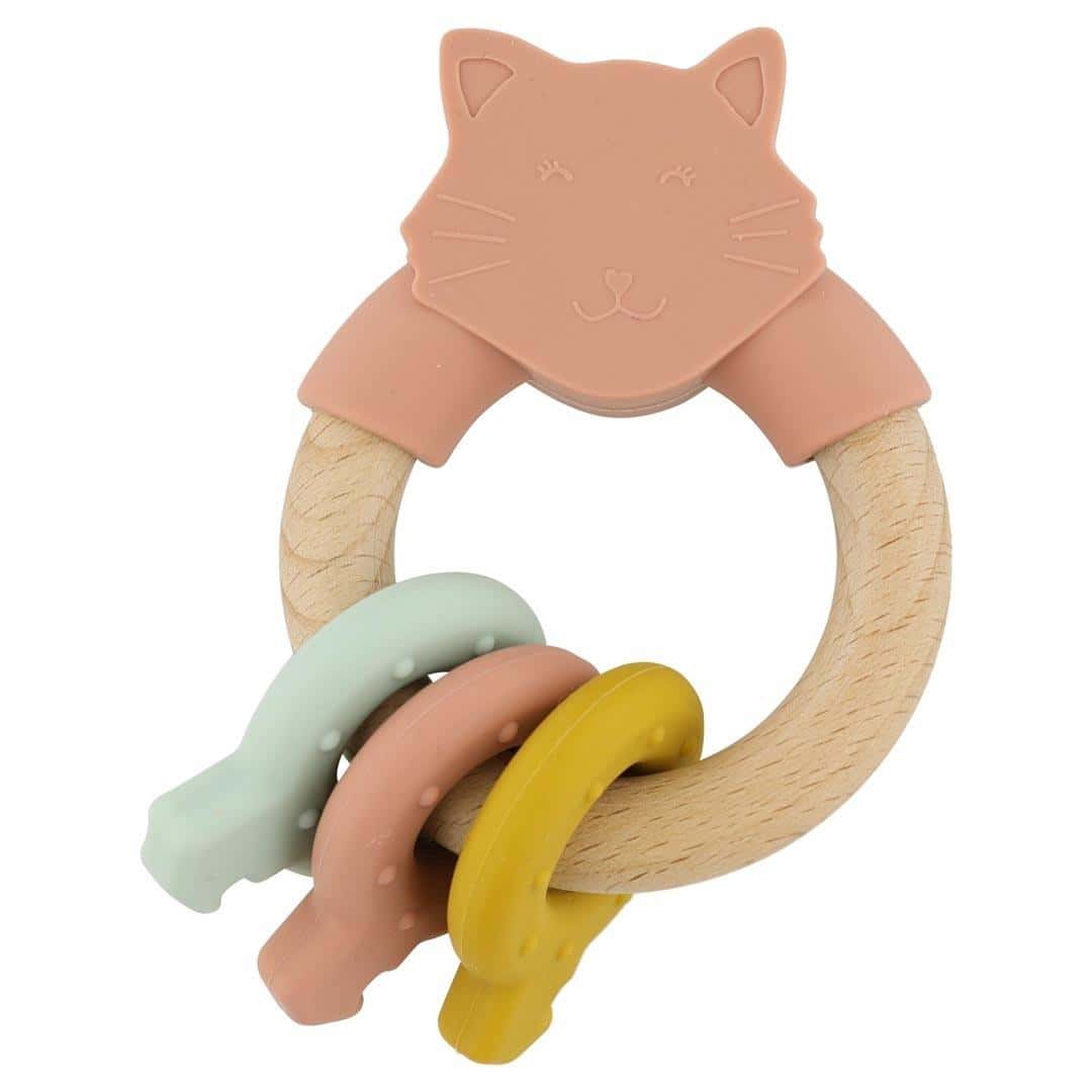 Trixie Baby Wooden teether silicone keys set Cat