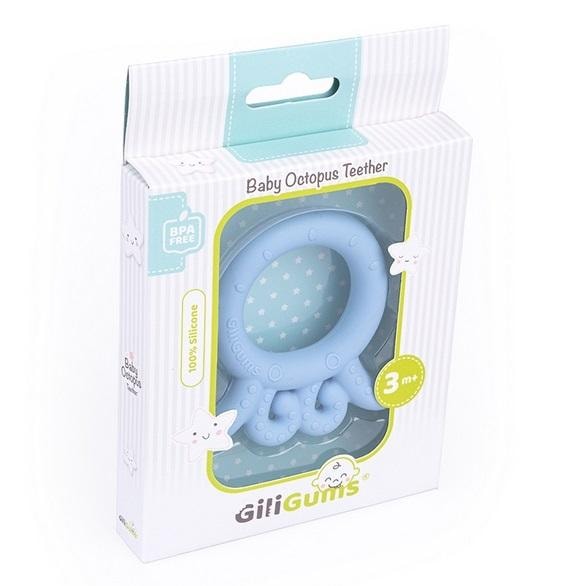 Baby Teether Octopus - Light blue silicone teether for babies