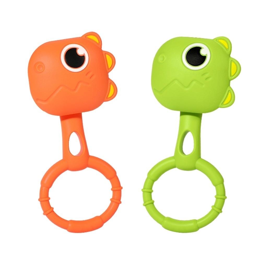 ASKATO Rattle Teether Dinuś - Soft silicone teether for babies 18m+