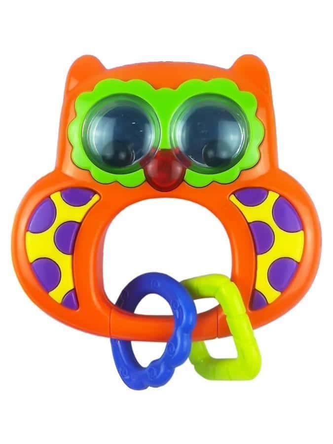Baby Mix Rattle with music box Owl orange - perfect toy for babies