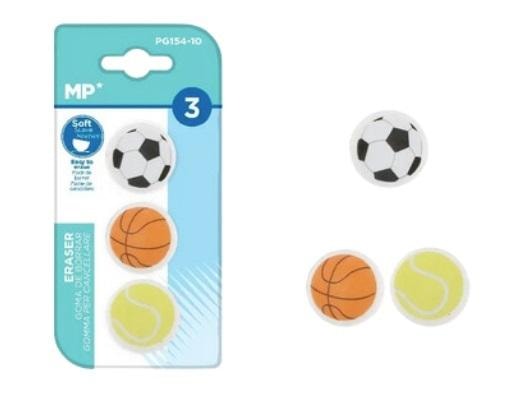 Erasers balls - 3 pieces - ideal for school and office