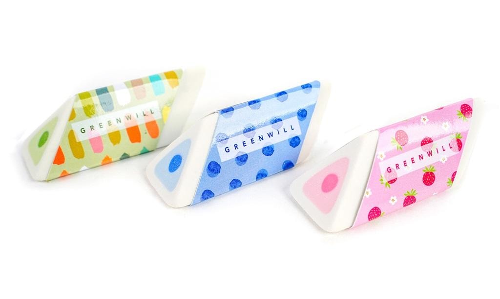 Fandy Dots Erasers - Colorful triangular erasers 24 pieces
