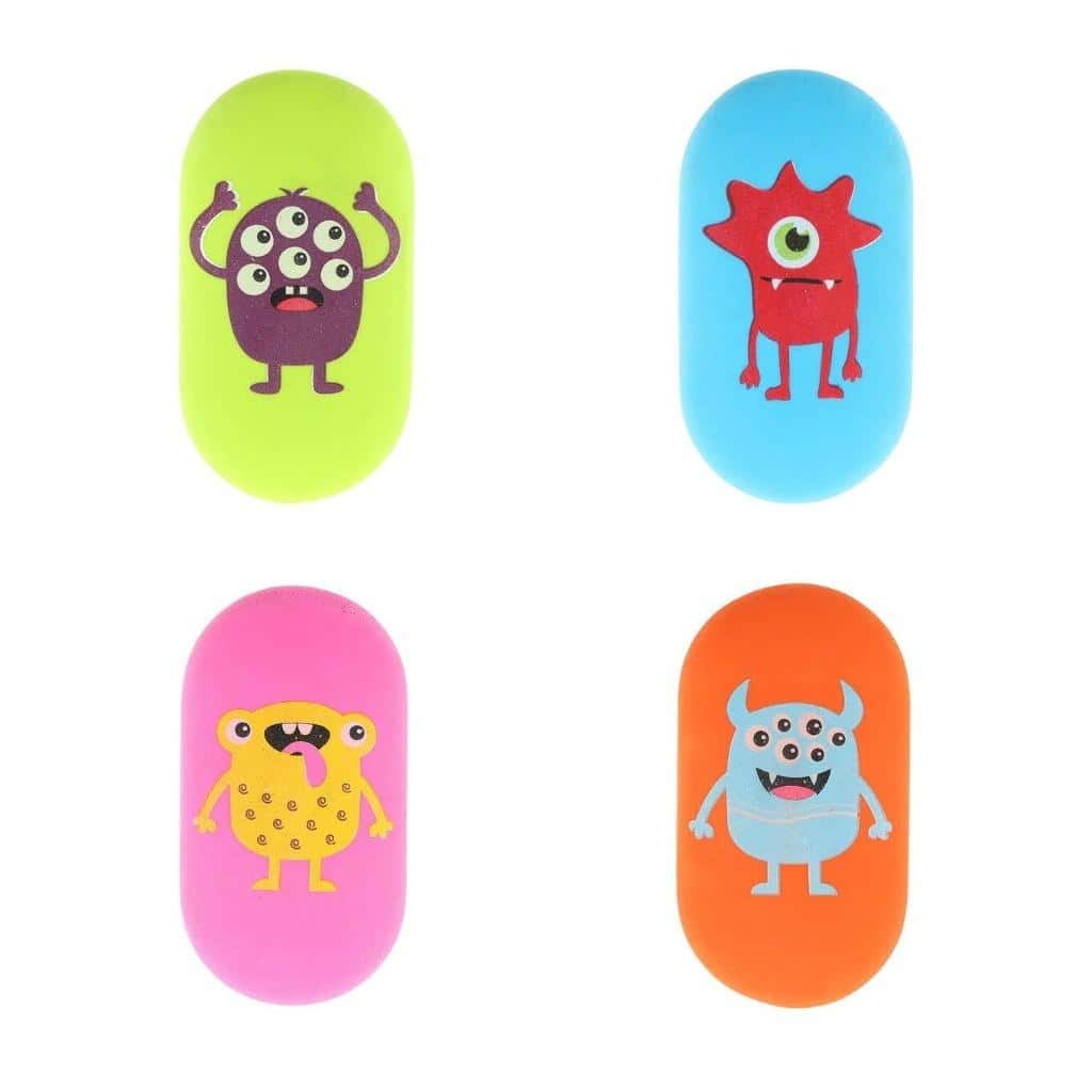 Strigo Oval eraser with Monster print - 24 pieces per pack