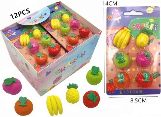 Fruit erasers - 12 pieces