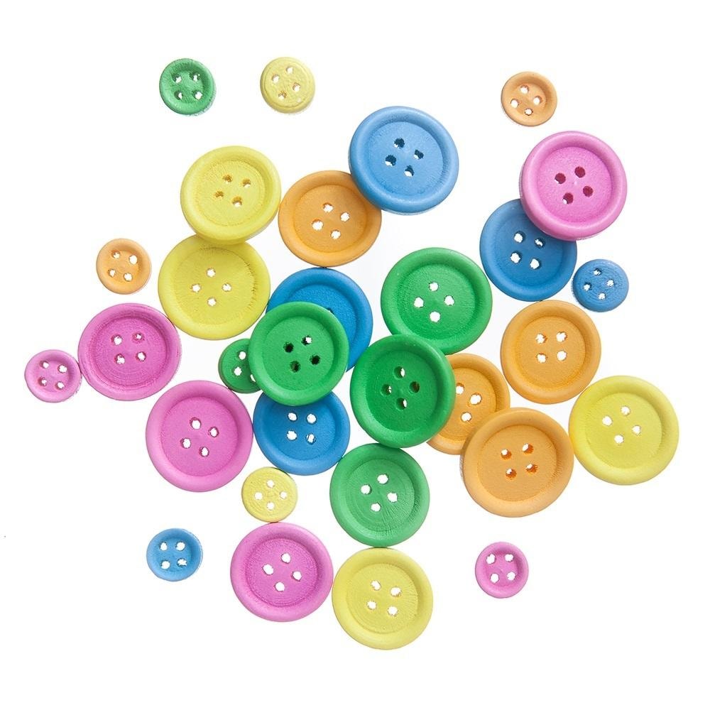 Wooden buttons neon 30pcs MIX - colorful buttons for crafts
