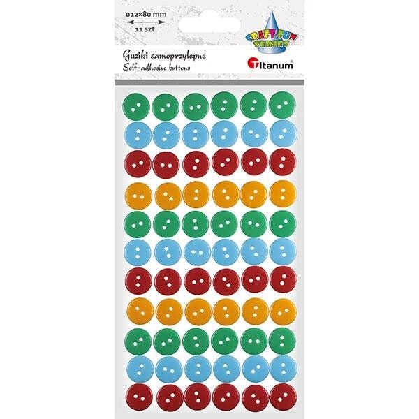 Titanum Self-adhesive plastic buttons - 66 pieces in standard colors