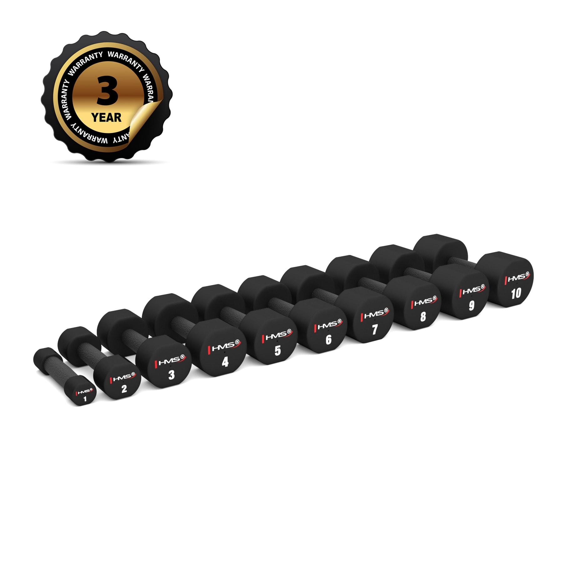 HMS HPT02 Polyurethane Dumbbells 2 x 2 kg - ideal for strength training