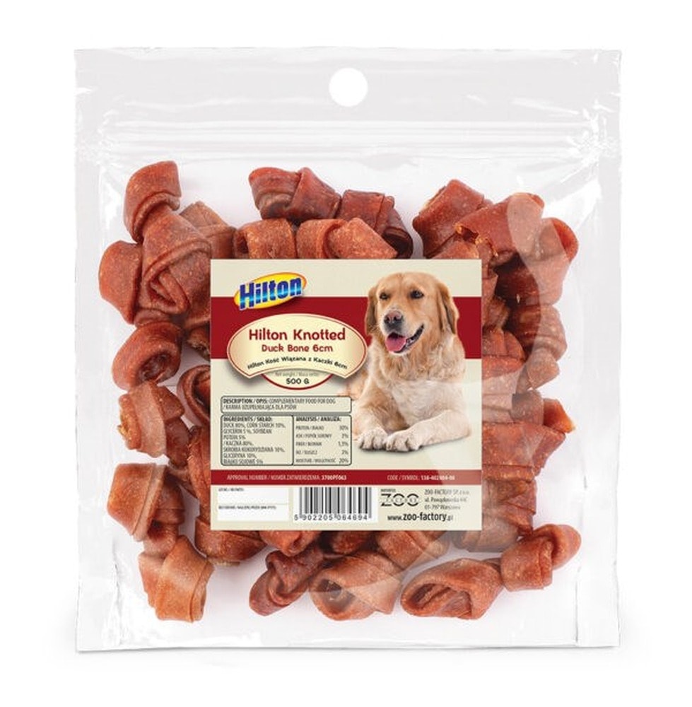 Hilton Duck Knotted Bone - natural dog chew 500g