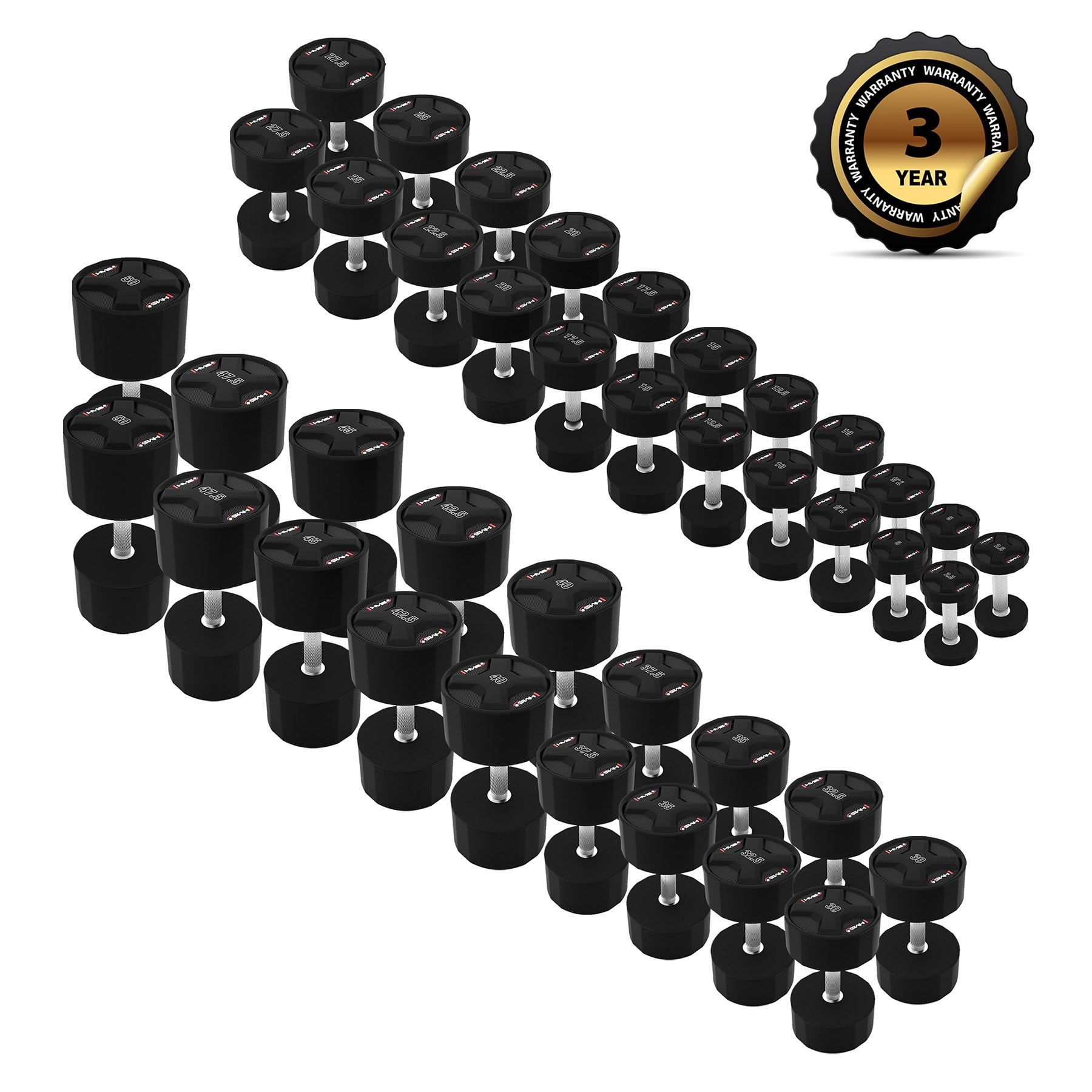 HPC Polyurethane Dumbbell Set 2 x 2.5 - 50 kg HMS - durable and professional
