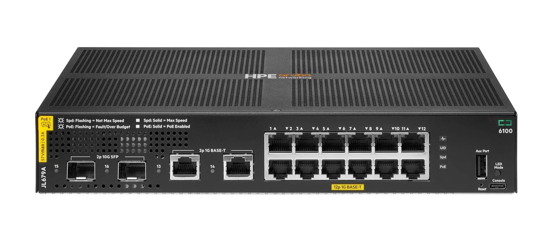 HPE Aruba 6100 - Managed 12G 2SFP+ PoE+ 139W Switch
