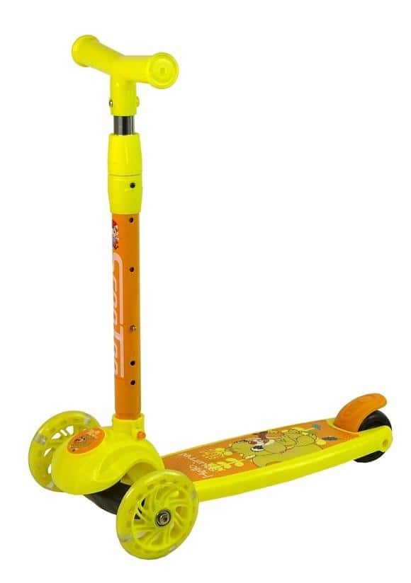 Three-wheeled balance scooter glowing - yellow squirrel for your child!