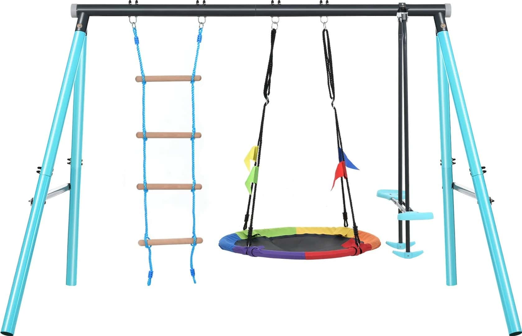 Frame swing bird's nest with ladder - perfect fun outdoors