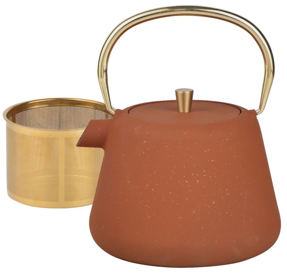 KINGHoff Cast iron teapot with strainer 1l rusty with glitter