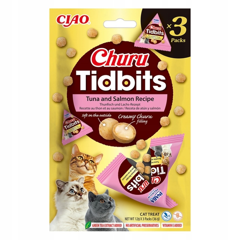 INABA Cat Churu Tidbits - Tuna and Salmon - Tasty snack for your cat
