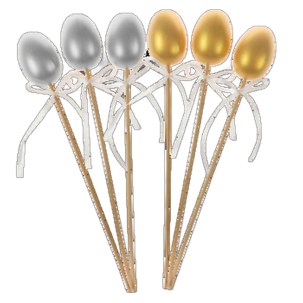 Metallic eggs on a stick - Easter decorations 3 pieces