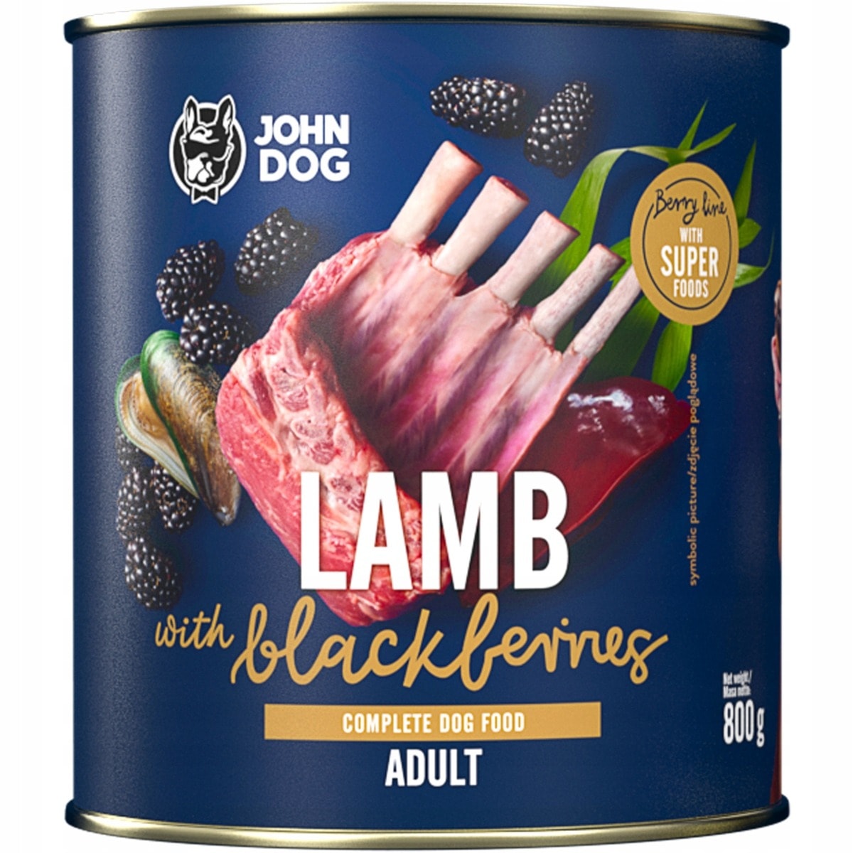 John Dog BERRY Adult - Lamb with blackberries for adult dogs 800g