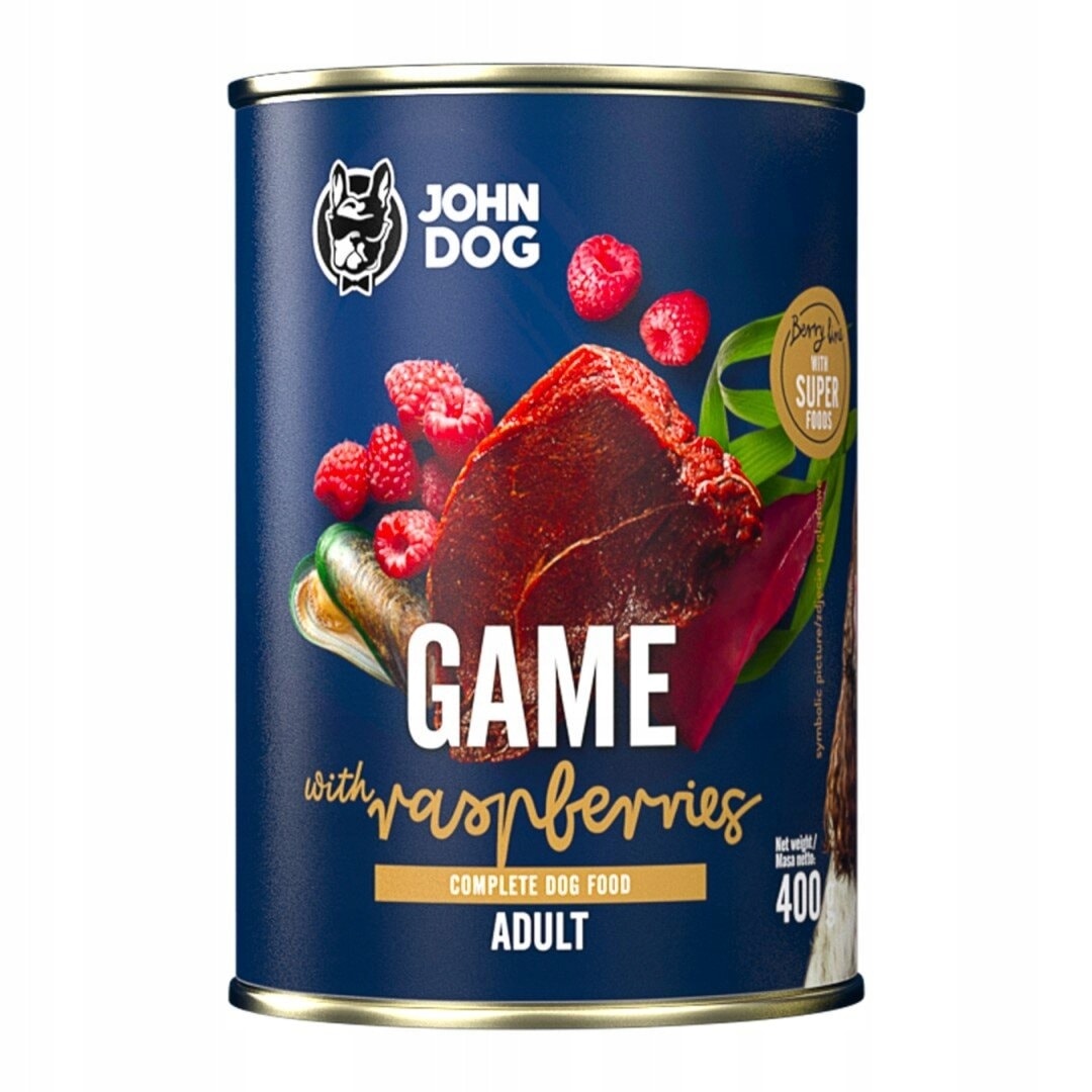 John Dog BERRY Adult - Šunų maistas su elniena ir avietėmis 400g