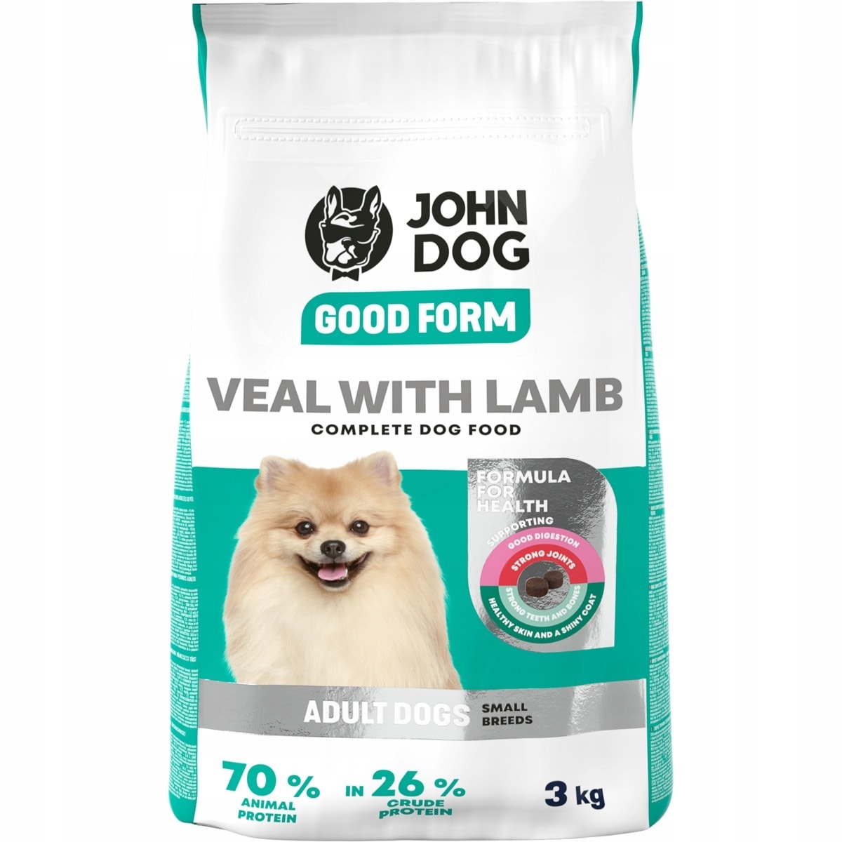 John Dog Good Form - Dry food for small breed dogs veal with lamb 3 kg