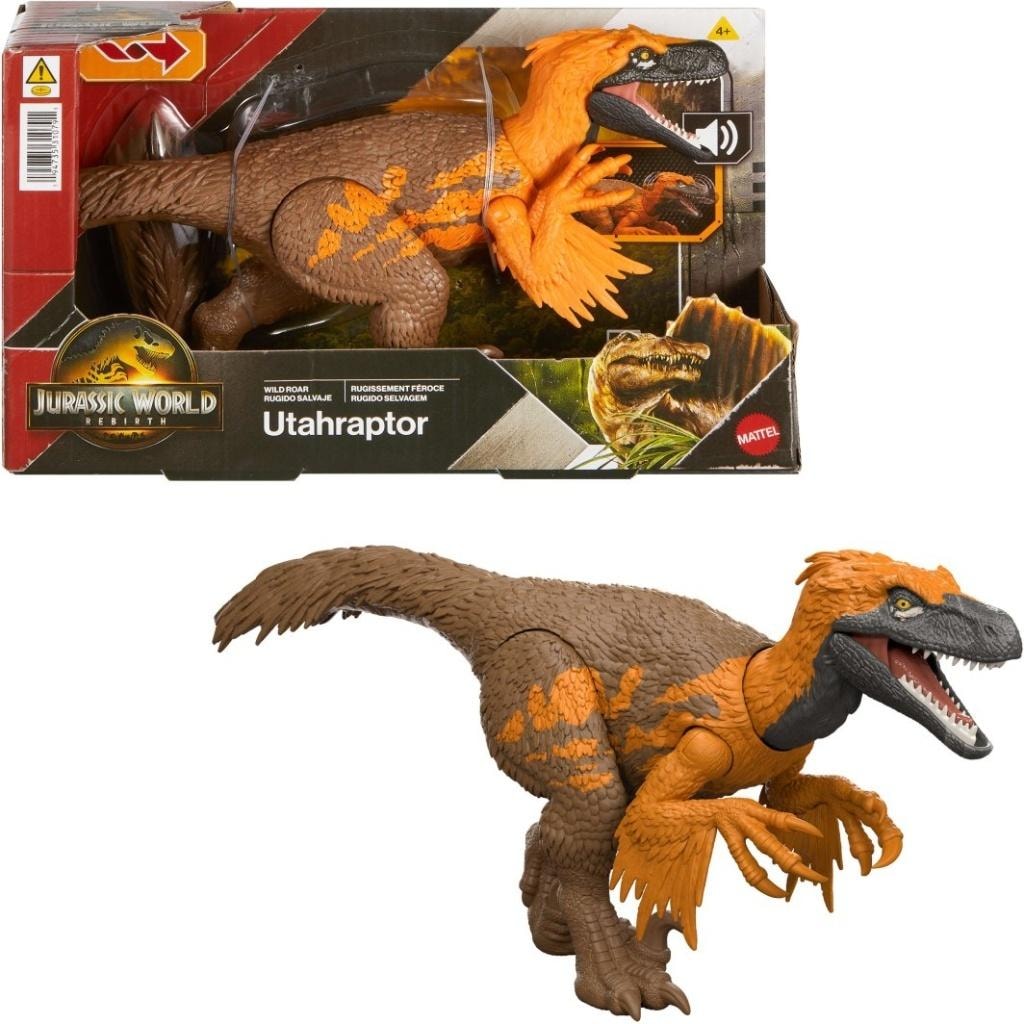 Mattel Jurassic World Wild Roar Utahraptor - Dinosaur Figure with Sound Effects