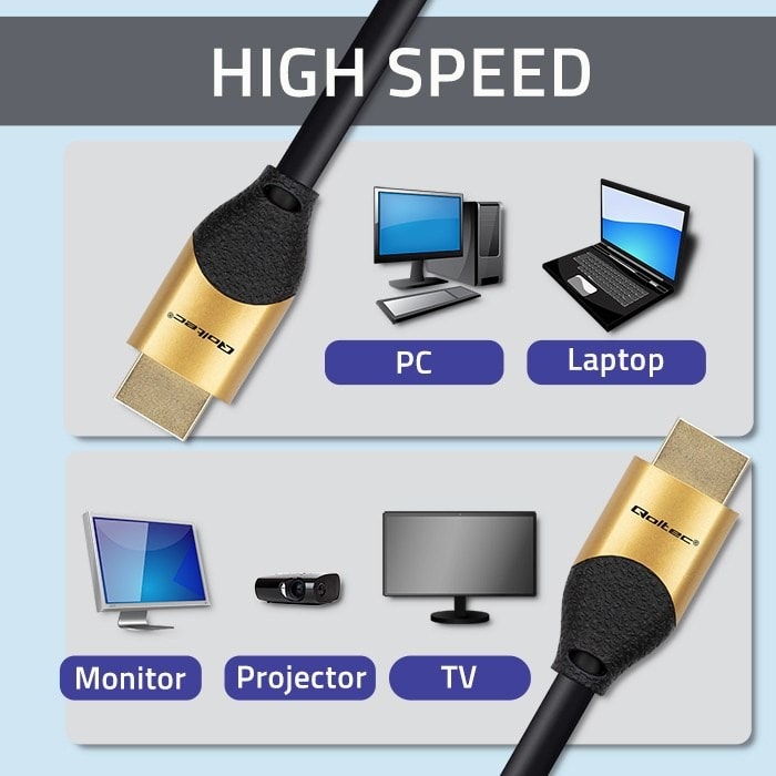 Qoltec HDMI Cable V2.1 Ultra High Speed 8K - Gold Plated Cable for Demanding Users