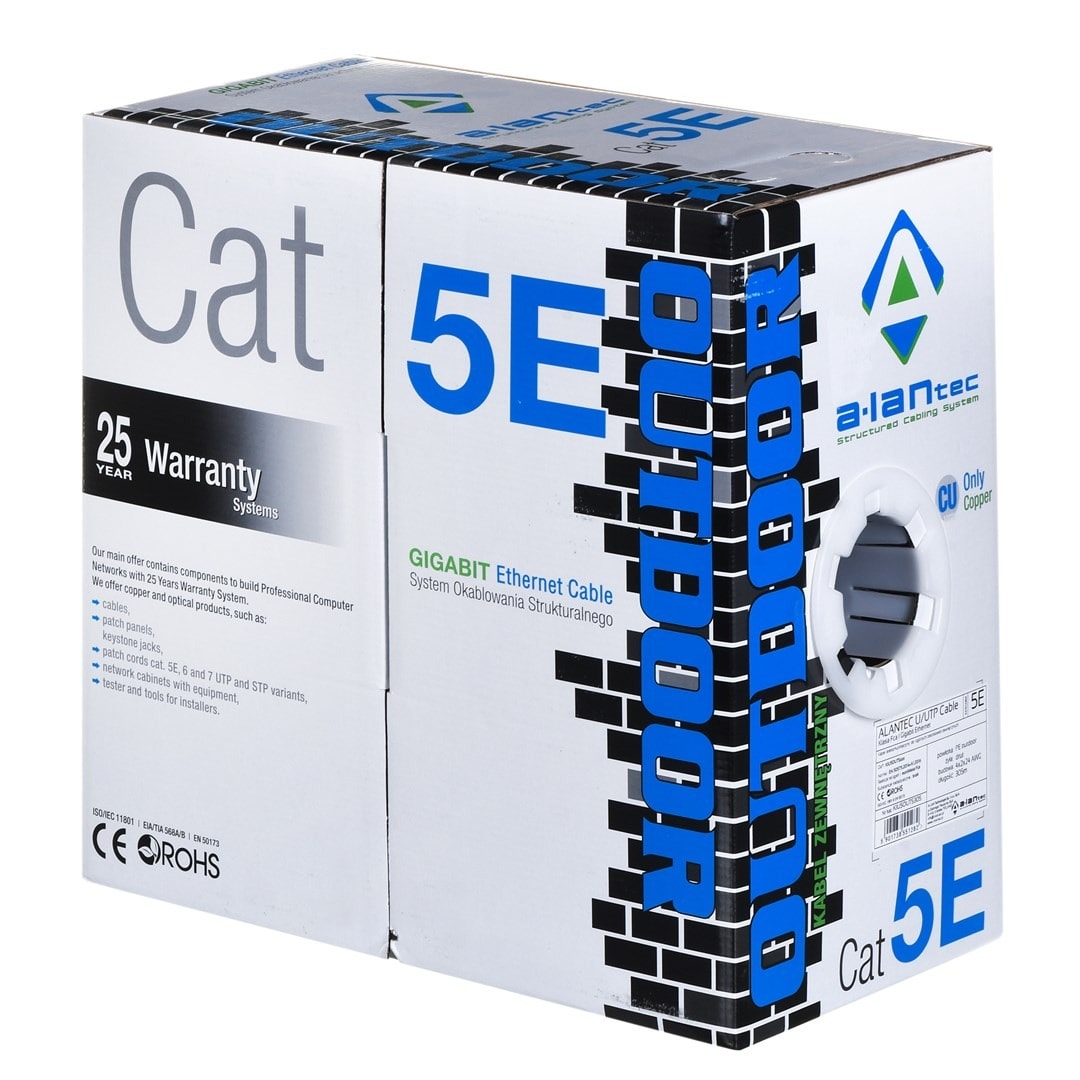 Alantec Network Cable U/UTP Cat. 5e PE Outdoor Dry 305m - reliable connection