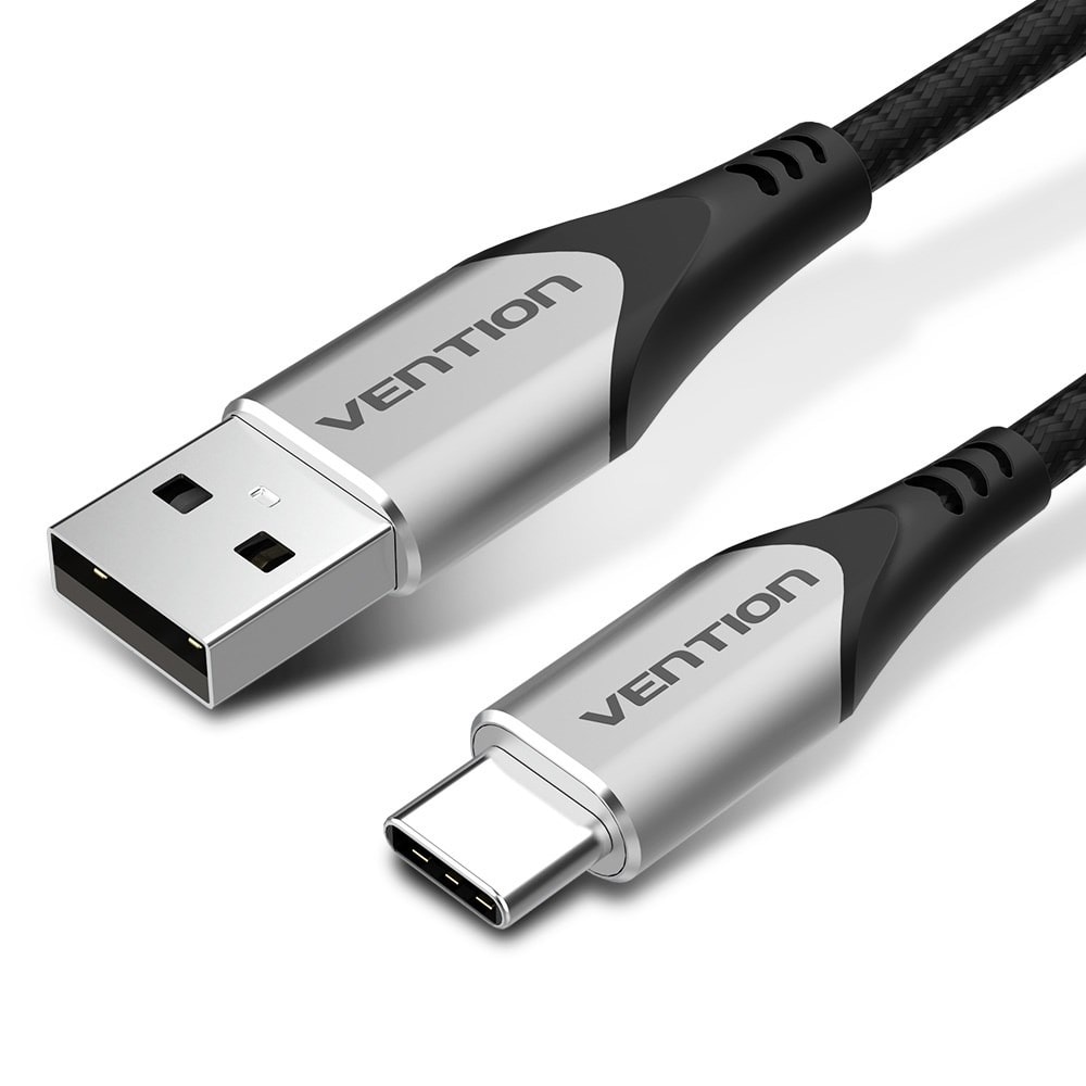 Vention USB-A to USB-C Cable Braided Grey 1m - fast charging
