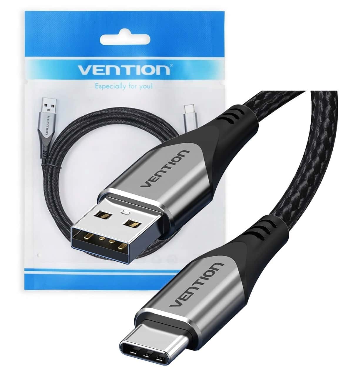 Vention USB-C to USB-C Cable Braided 3A 480Mbps 60W PD 1m white - fast charging