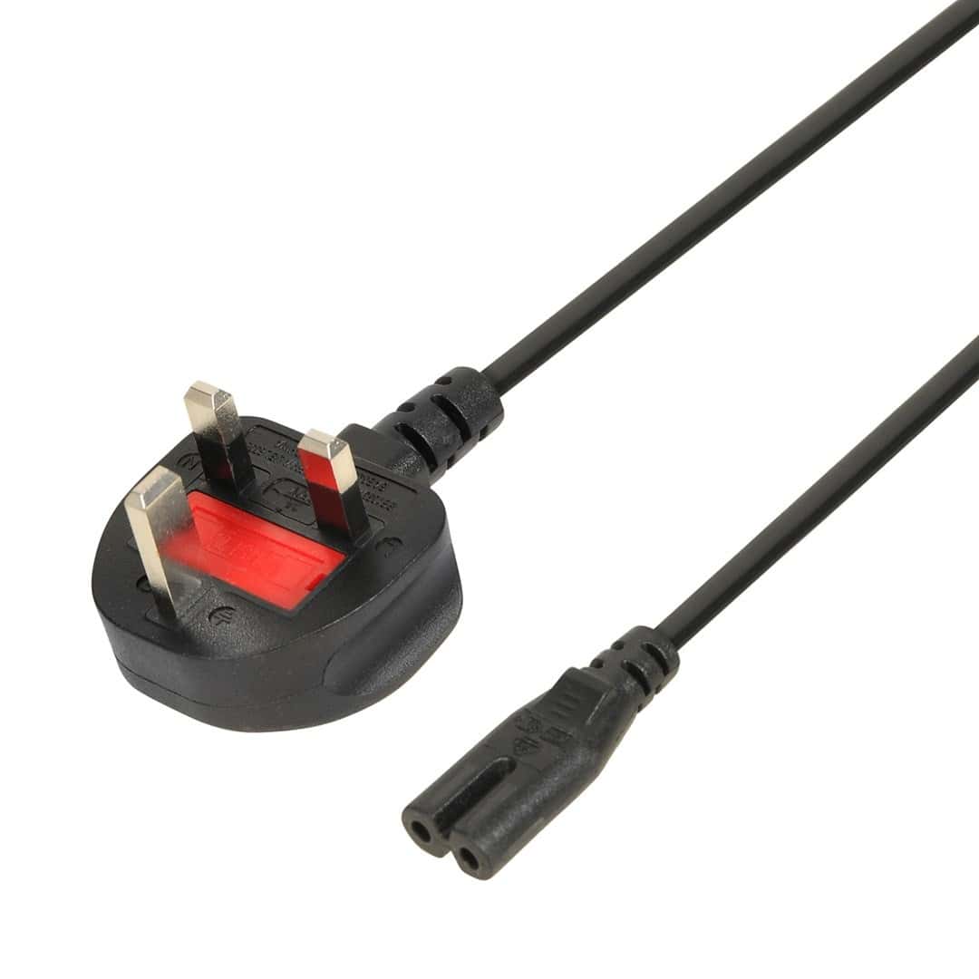 Euro 2-Pin Power Cable Audio-RTV VDE 3x0.75mm Copper with UK Plug - reliable power supply