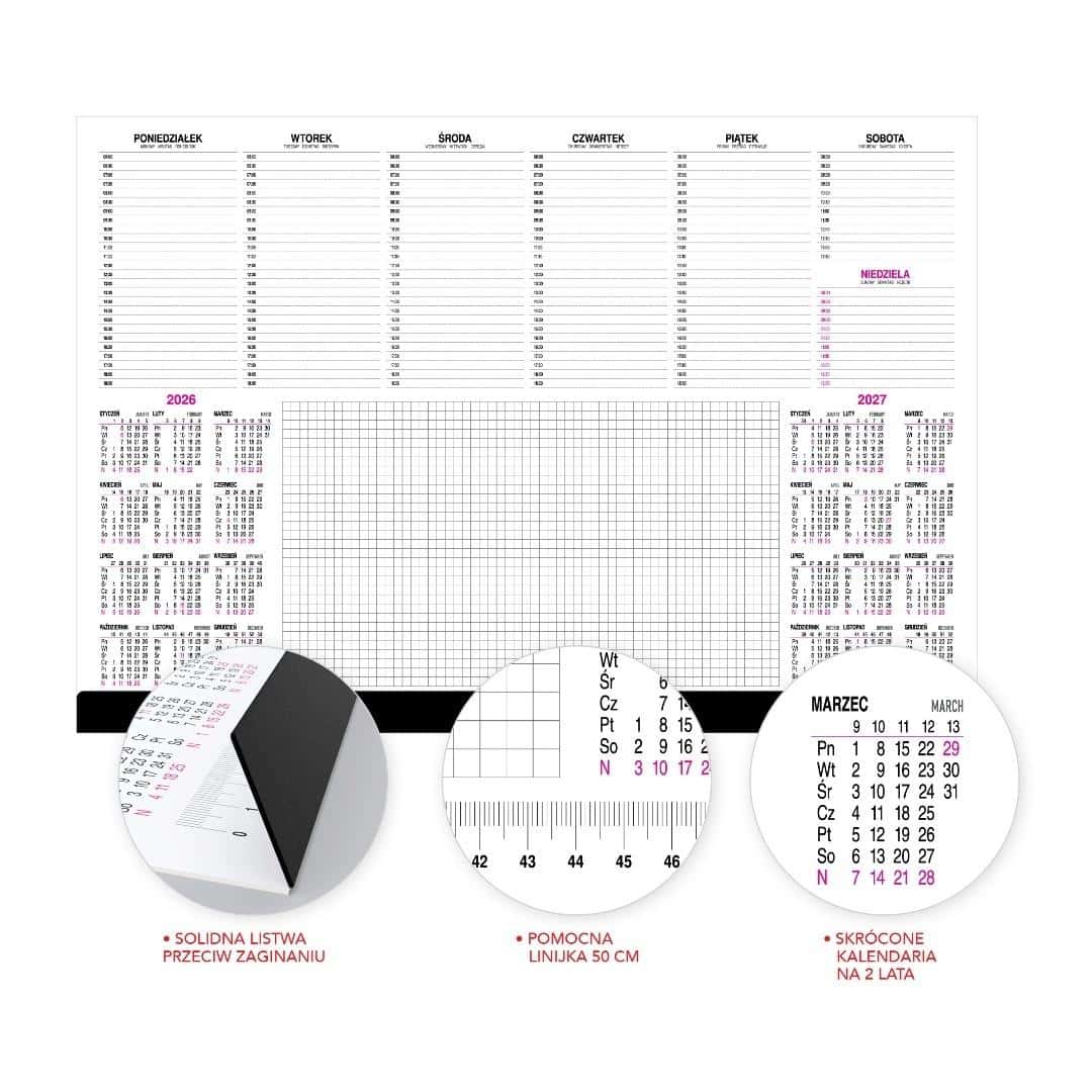 Calendar 2026 Large - Weekly planner with protective strip