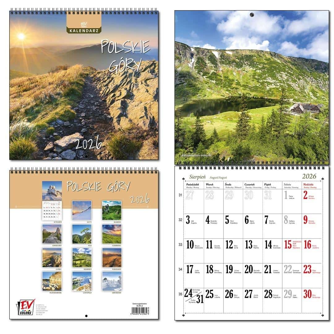Calendar 2026 Polish Mountains - Wall calendar 30x60 cm
