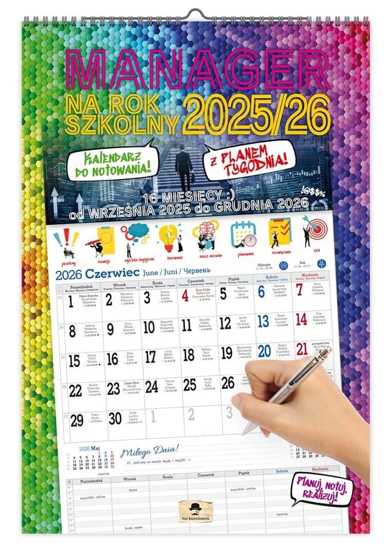 Pan Kalendarzyk - A3 School Calendar 2025/2026 with Weekly Planner - perfect for planning