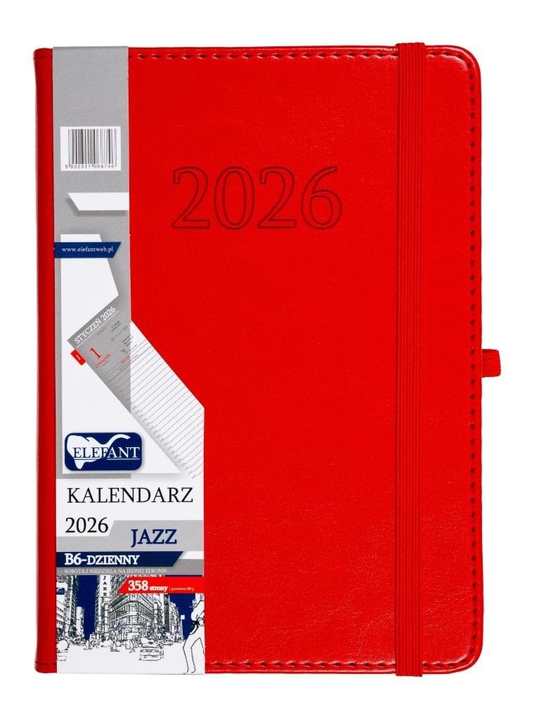 Jazz Calendar 2026 B6 daily red - ideal for planning