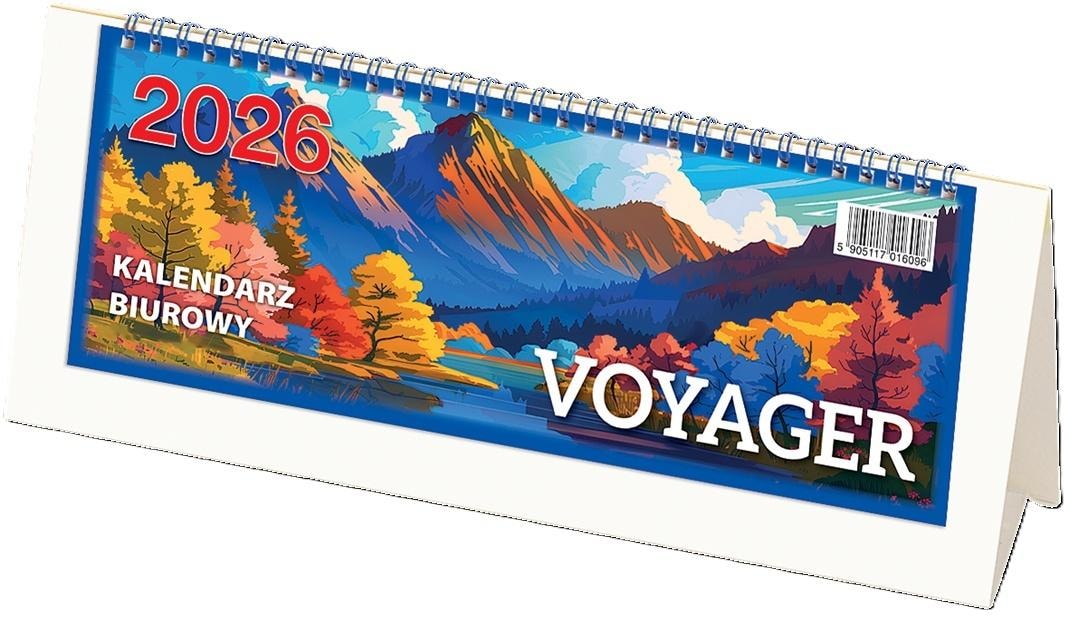 Voyager Calendar 2026 desk - white, ideal for planning