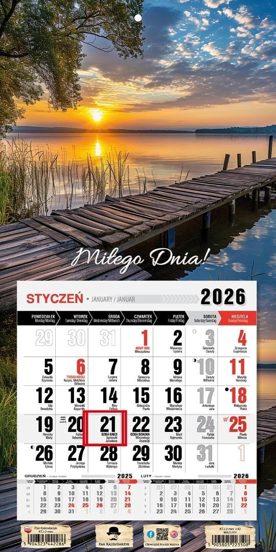 Calendar Mazury 2026 - three-part mini with magnet