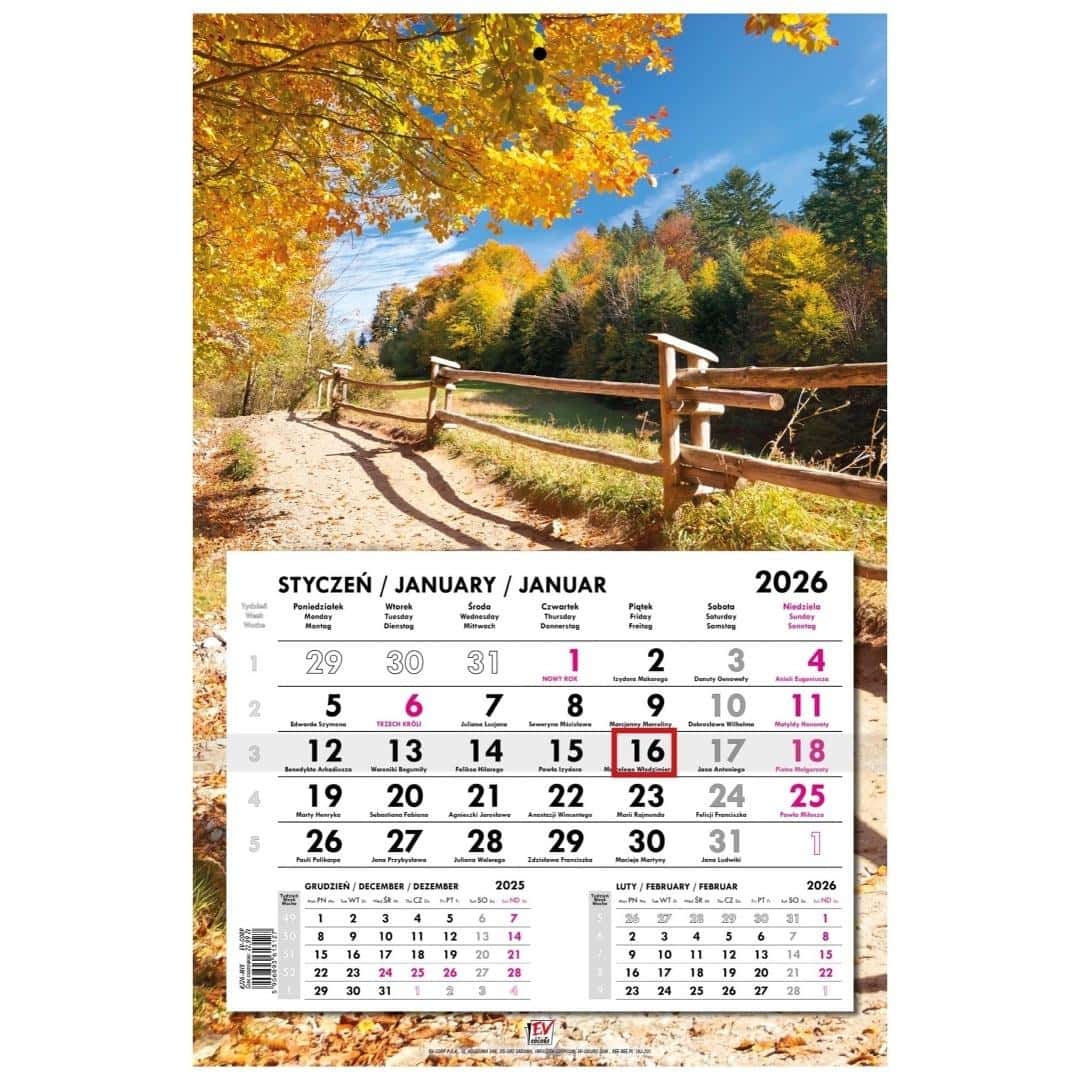 Calendar 2026 single-part flat Landscapes - ideal for planning