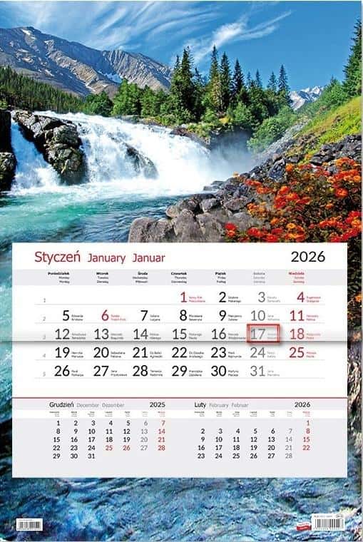 Calendar 2026 single-part Waterfall - ideal gift for the new year