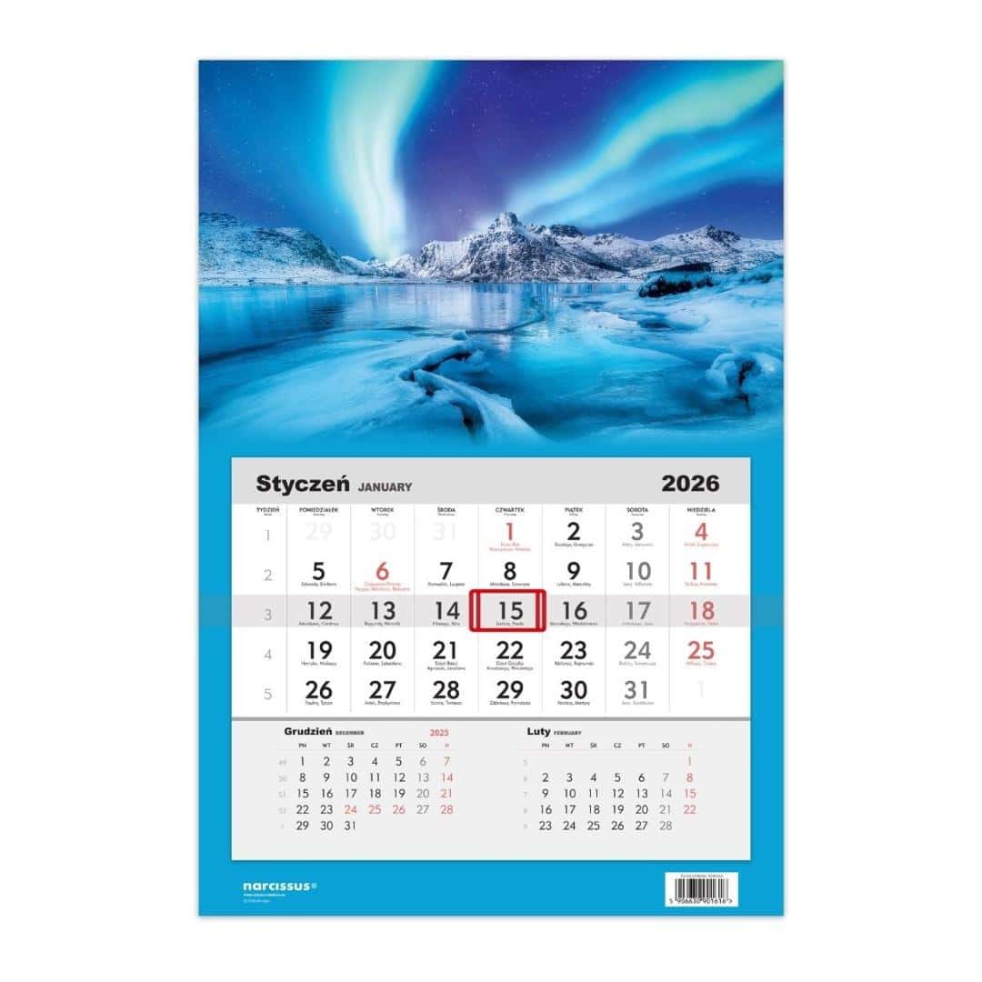 Helma One-piece calendar 2026 Northern Lights - perfect for planning
