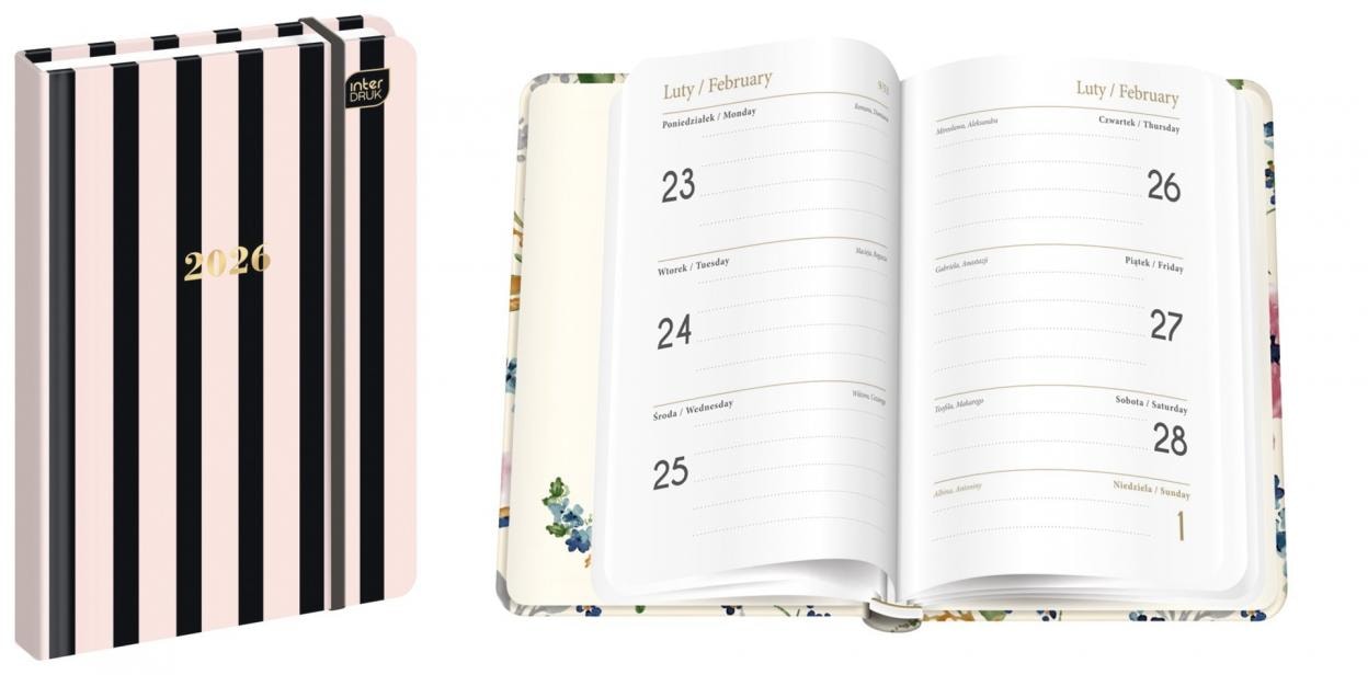 Interdruk A6 Book Calendar 2026 - Metallic Stripes, perfect for planning