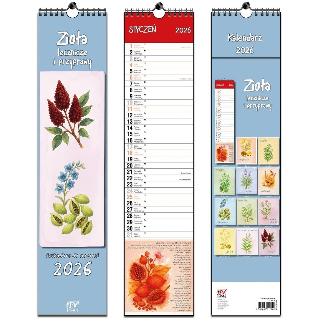 Calendar 2026 Strip calendar 13 sheets Herbs - ideal for planning