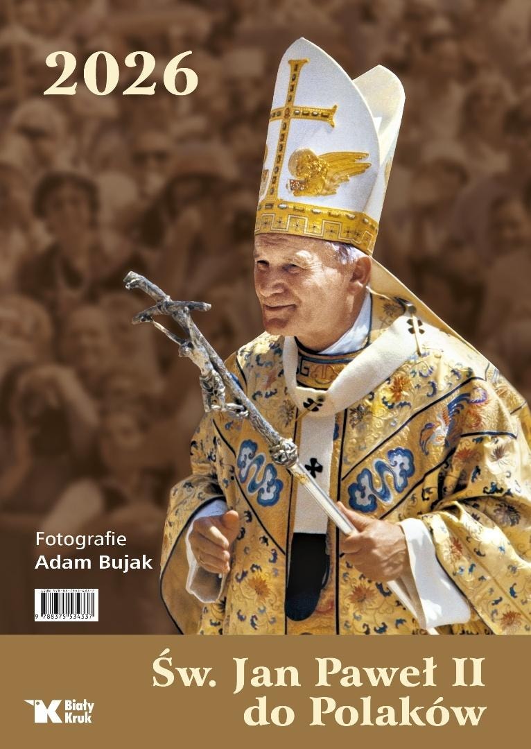 Biały Kruk Wall Calendar 2026 St. John Paul II for Poles