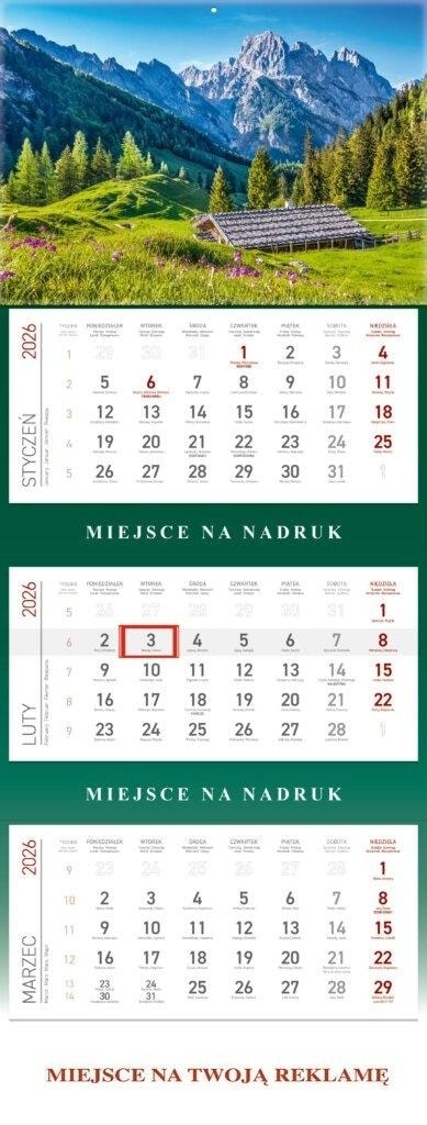 Calendar 2026 three-part Mountains - plan your year with a beautiful view!