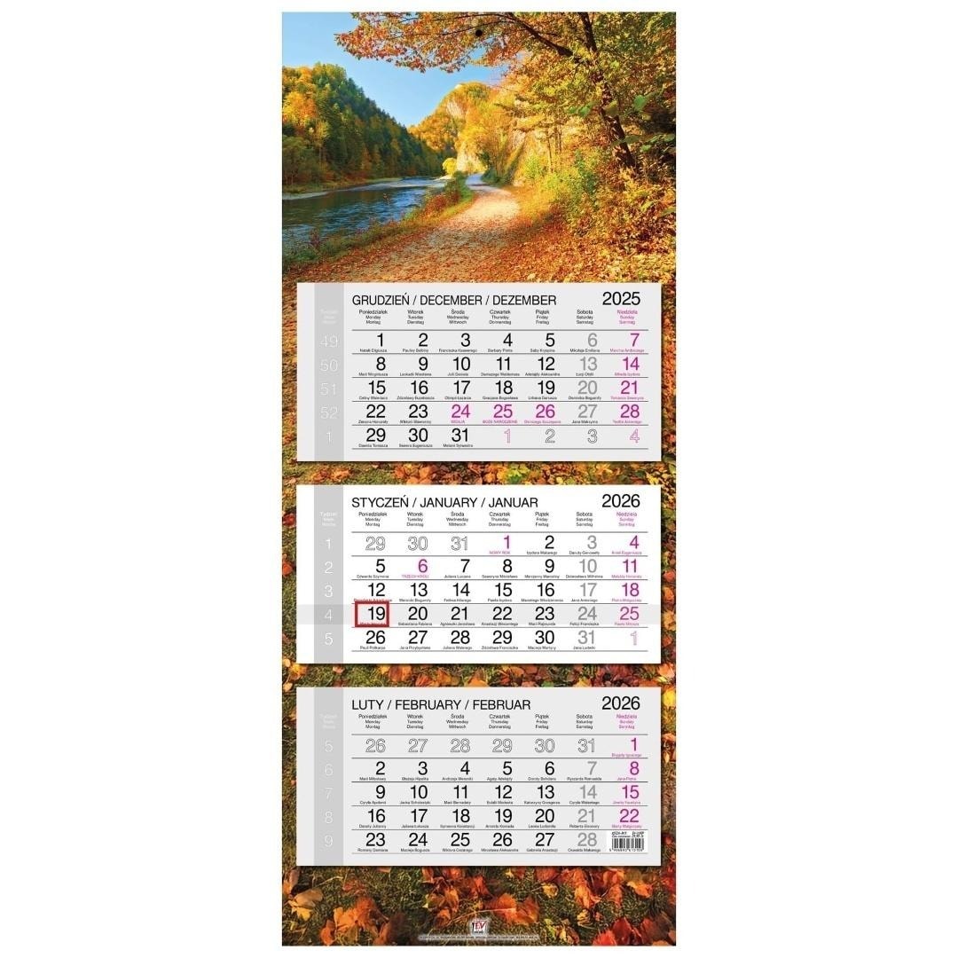 EV-Corp Three-part calendar 2026 - Autumn with flat head