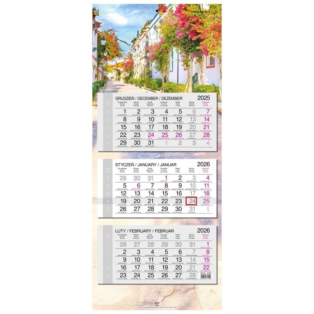 Calendar 2026 three-part flat head Canary Islands - Plan your year!