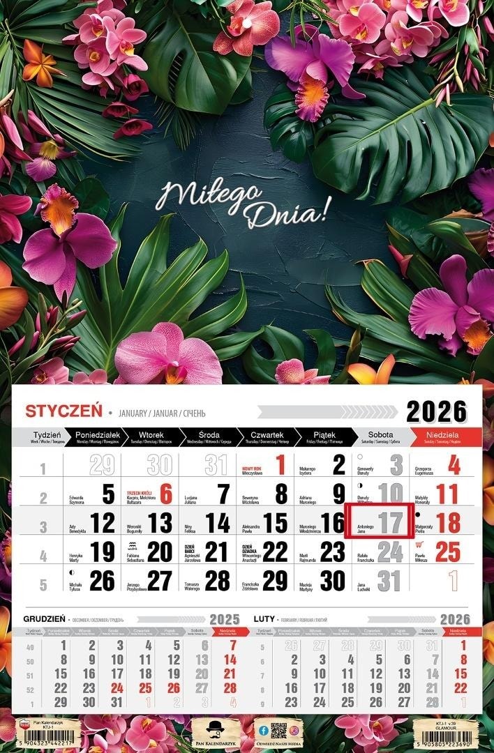 Pan Kalendarzyk Three-part Calendar Glamour 2026 - ideal for planning