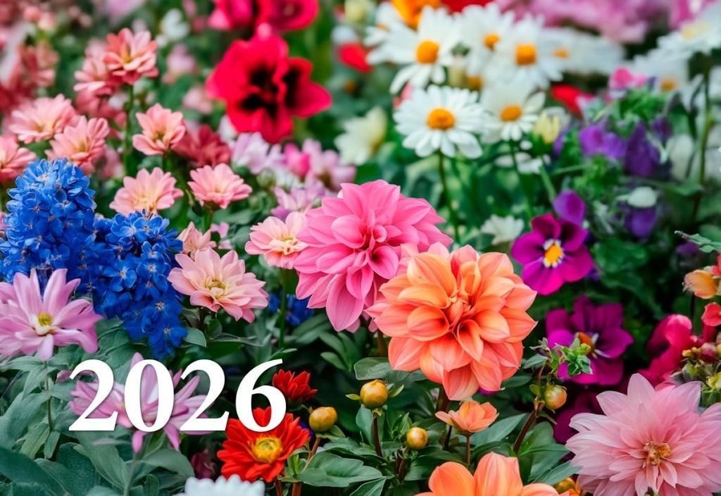 Calendar 2026 three-part Flowers - plan your year in style!