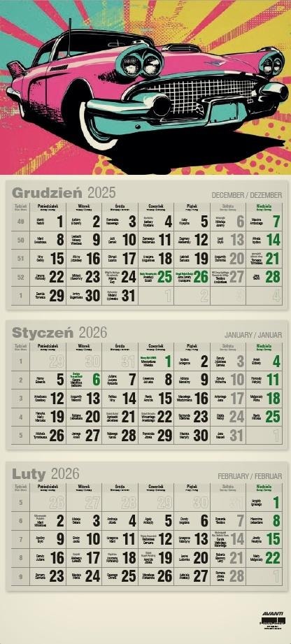 Flat three-part calendar - ecological planner for every month