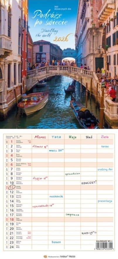 Calendar 2026 - Narrow multi-sheet calendar Travels around the world - ideal for planning